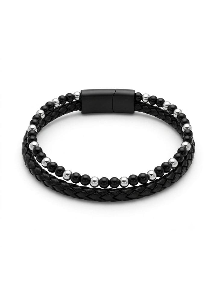 Nakkash Leder-Armband in Schwarz - onesize