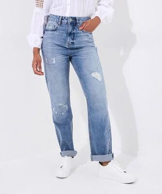 Plus Size Women's Distressed Mom Jeans by Joe Browns in Light Blue (Size 24 W)