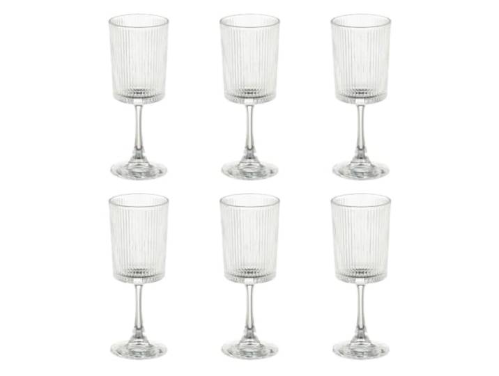 MICA Decorations Grigio Weingläser 6er-Set - Transparente Weingläser mit Dezenter Rippenstruktur - Für Wein, Wasser oder Festliche Getränke - H19 x Ø7 cm