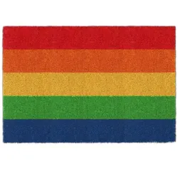 Relaxdays Fußmatte Kokos Regenbogen Blau,Gelb,Rot