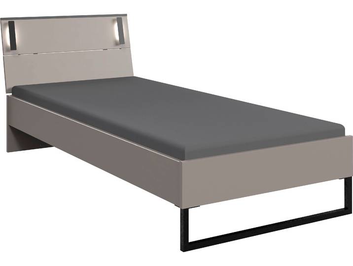 Futonbett WIMEX Tilburg in verschiedenen Breiten erhältlich, inkl. LED Beleuchtung , schwarz (saharagrau, absetzung schwarz, saharagrau, absetzung schwarz, saharagrau, absetzung schwarz), B:98cm H:93cm L:210cm, Betten, Futonbett, Bett mit Metallkufe