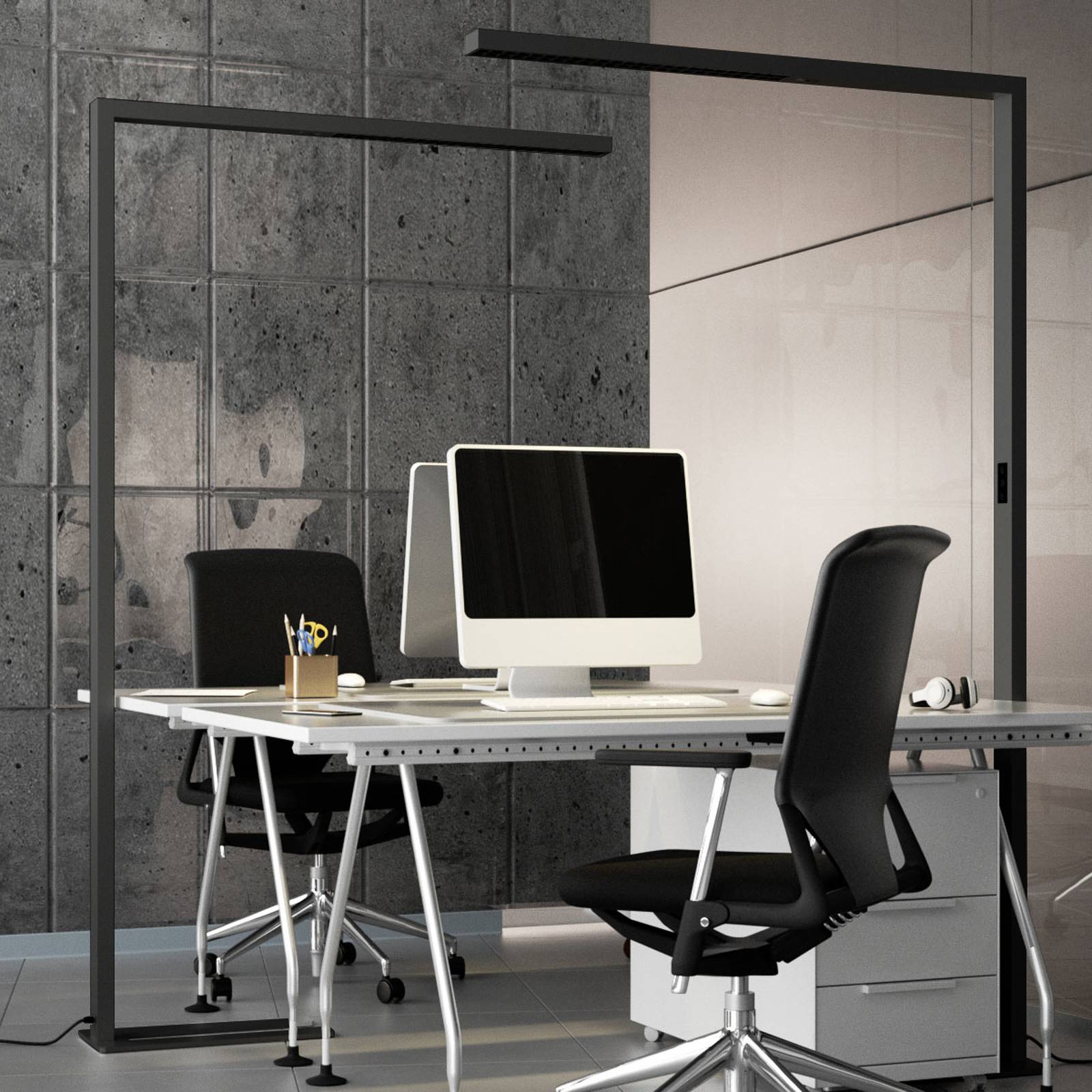 Stehlampe Jolinda Arcchio, dimmbar, schwarz, für Arbeitszimmer / Büro, Aluminium, Modern