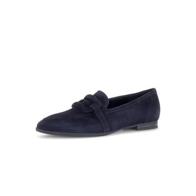 Slipper GABOR, Damen, Gr. 38,5, Leder Textil, dunkelblau, Ziegenveloursleder, Schuhe Slipper, Blockabsatz, Pumps, Businessschuh mit eleganter Zierspange, G-Weite