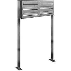 AL Briefkastensysteme 6 Fächer Premium Edelstahl Stand Briefkasten Anlage für Post A4 modern, robust, wetterfest, Artikelnummer: 132V6DZS2