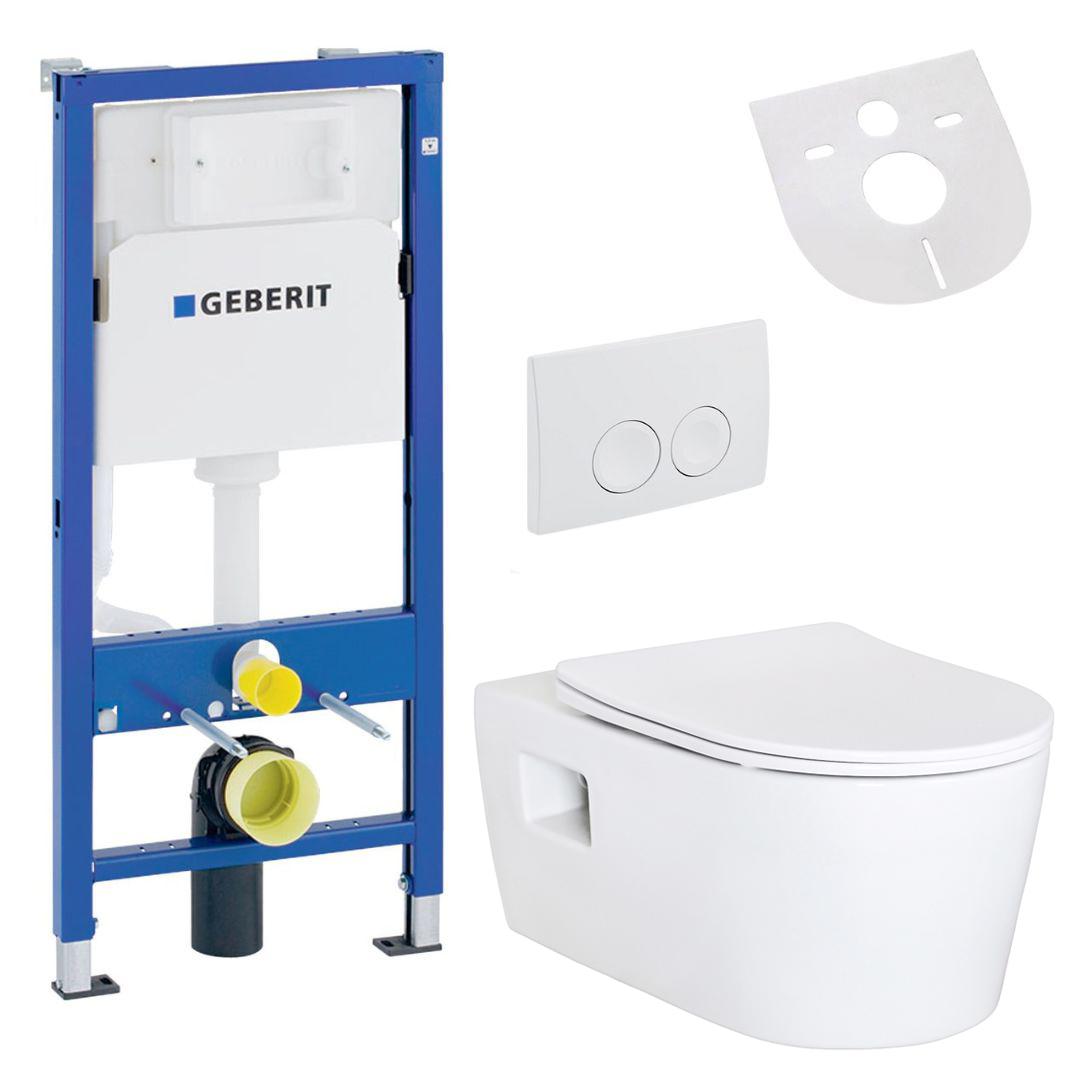 Hansgrohe EluPura S Wand-WC Komplettset mit Softclose Deckel Geberit UP100 Vorwandelement Sigma25 Betätigungsplatte Schallschutz