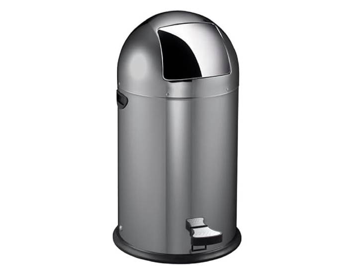 PROREGAL Stilvoller eleganter Abfalleimer mit starkem Fußpedal und verzinktem Inneneimer 33 Liter, HxØ 70x35cm Grau