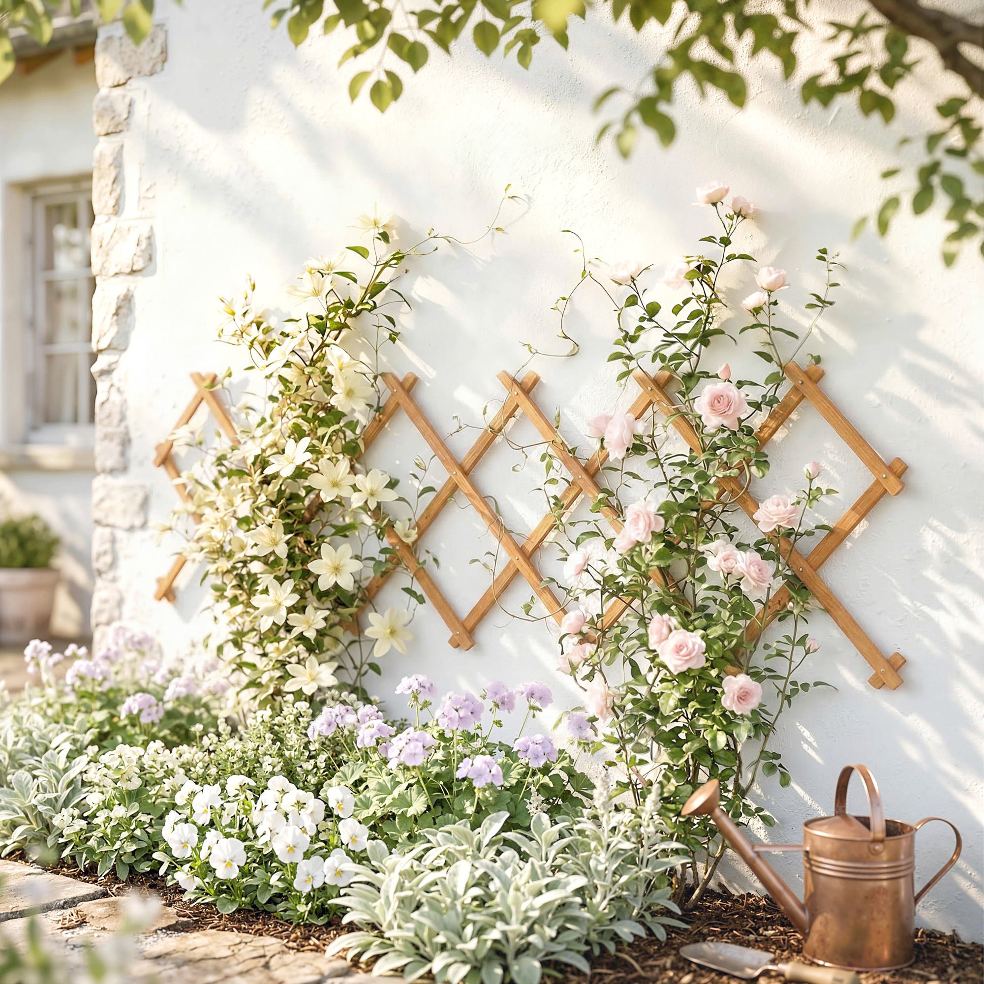 Outsunny Graticcio giardino estensibile in legno per rampicanti, 180x60 cm, Marrone chiaro   Aosom Italy