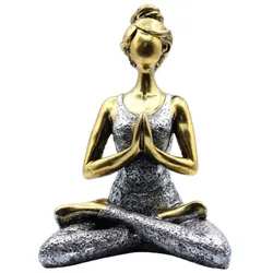 Yoga Lady Figure -  Bronze & Silver 24cm