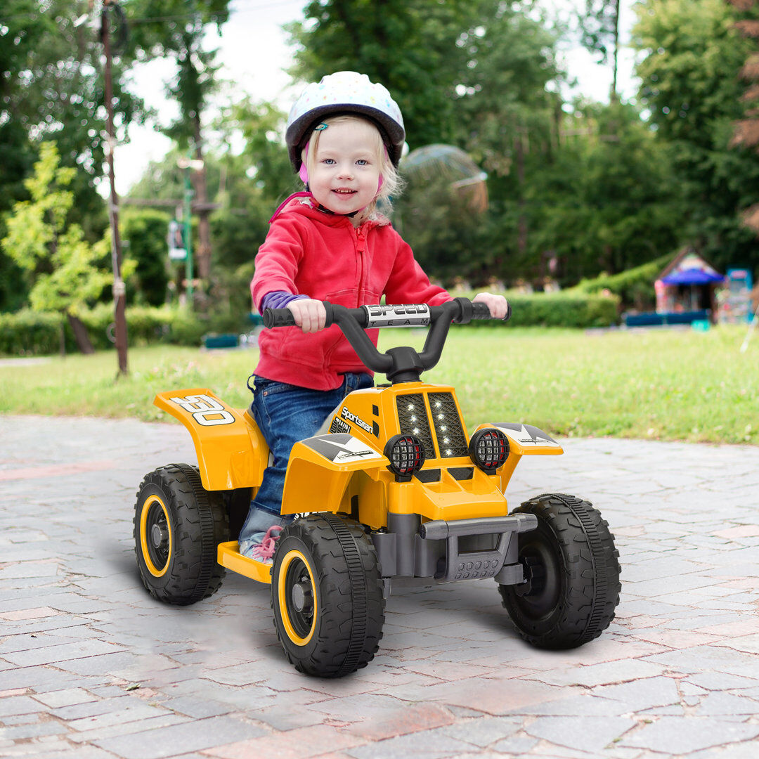 HOMCOM AIYAPLAY 6V Electric Kids Quad Bike for Kids w/ Forward/Backward Yellow 1
