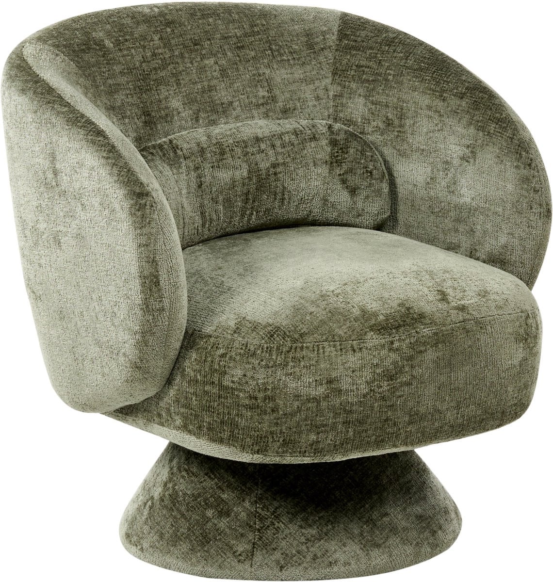 Lieksa Chenille draaifauteuil in retro stijl met kussen - Groen