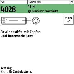 Gewindestift ISO 4028 Zapfen/Innen-6kt M8x25 45 H galv.verz. 200St.