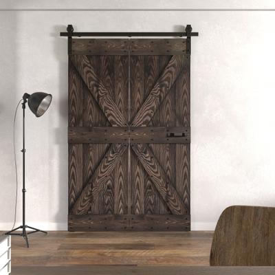 Coast Sequoia Inc Coast Sequoia 30in./36in./48in. x 80in. Embossing Pine Wood Bi-Fold Barn Door With Sliding Hardware Kit