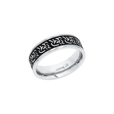 Fingerring AMOR Gr. 64, silber (edelstahlfarben, schwarz), Fingerringe, Damen, 64, Edelstahl, 7mm, Fingerring