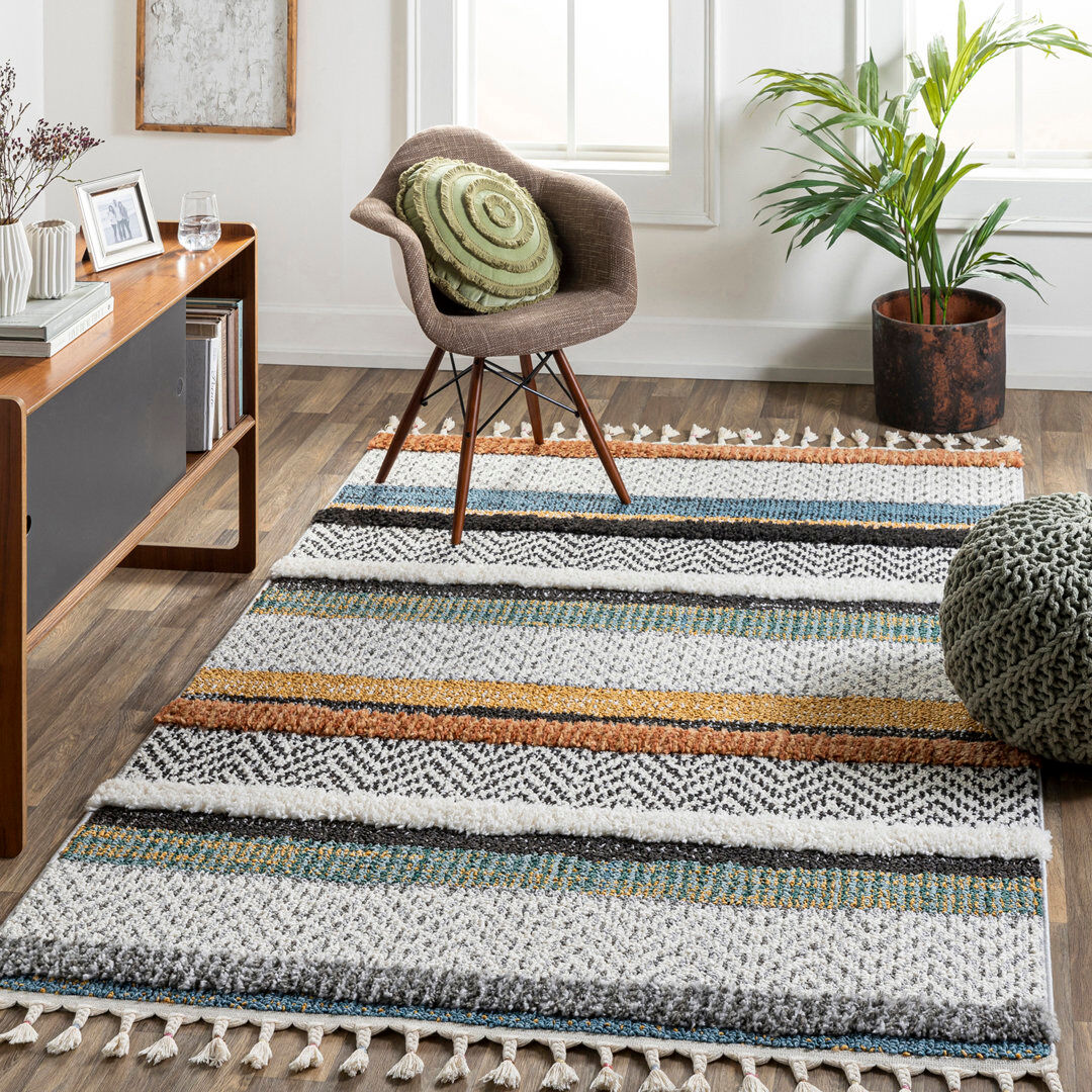 Langley Street Casanova Oriental Washable Area Rug Black;Blue;Camel;Off-White;Mustard;Denim Rectangle 160cm x 213cm