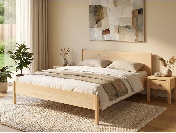 Bett Esche „Flora“ 180 x 190 cm Massivholz Esche