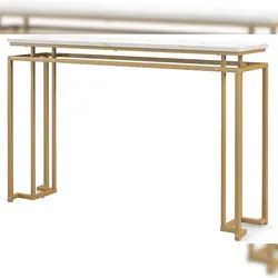 COSTWAY Konsoletisch Marmor-Optik, Flurtisch, Schmaler Beistelltisch mit Metallgestell, Eingangstisch für den Eingangsbereich