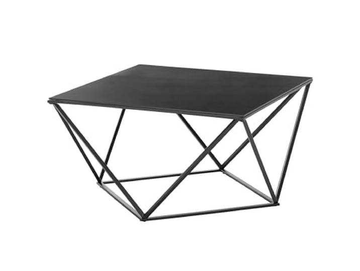 möbelando Couchtisch >Senta< 80x80 cm, schwarz, Sicherheitsglas Tischplatte, 45 cm hoch, pulverbeschichtetes Metallgestell, modern und stabil, zerlegt geliefert, ideal für zeitgemäße Wohnzimmer.