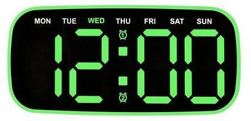 Everyday Crate LumiView Large Display LED Digital Wall & Desk Clock With Date, Temperature & Adjustable Brightness black Shell Green Light