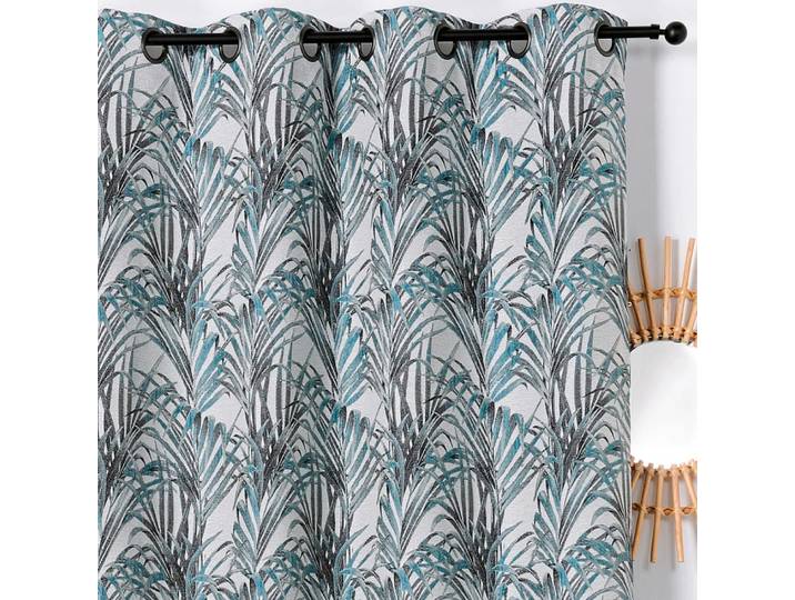 Rideau aux impressions exotiques polyester bleu 135x250 cm