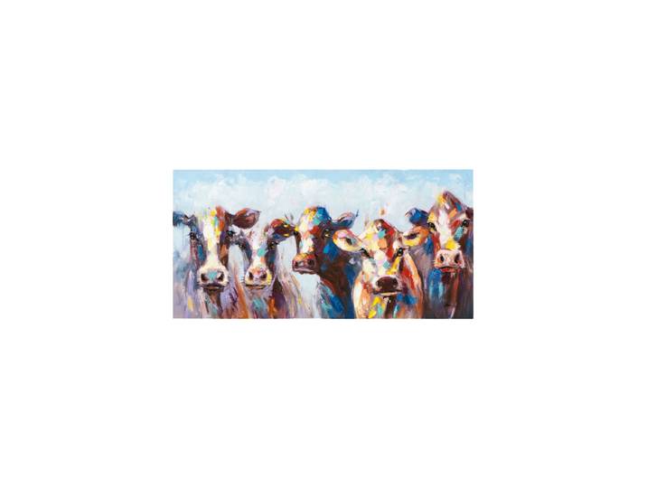 Handgemaltes Bild „Erstaunte Kühe“ 70 x 140 cm Multicolor Crea Collection