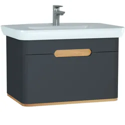 Sento Set 78 cm Waschtisch + Unterschrank 1 Vollauszug Anthrazit Matt