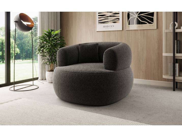 Designer Sofa-Sessel Bao in Strukturstoff - 360°-Drehfunktion - Schwarz - Strukturstoff - Luxusbetten24