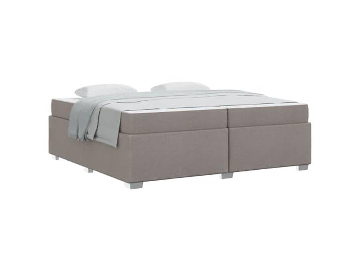 KKgypkn Bettgestell mit Matratze 200x200, Taschenfederkernmatratze mittelfest, Stoffbezug Taupe, inklusive Lattenrost und Kunststofffüßen, modernes Design