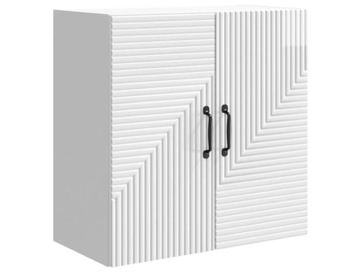 RJPLMFV Wandschrank, weiß, Hochglanz, 59 x 31 x 60 cm, mit Einlegeböden Holzwerkstoff, Wandmontage, mehrere Regale, Vintage-Stil, feucht abwischbar