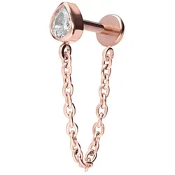 Titan Labret mit Push Fit KRISTALLTROPFEN + KETTE
