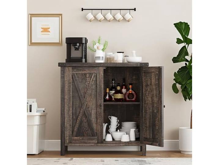 GarveeMore Sideboard 76x40x80cm Küchenschrank Flexibler Einlegeboden Verstärkte Eckkonstruktion Doppeltüren