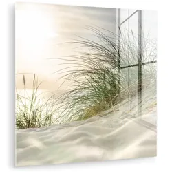 ACRYLGLASBILD Dünen mit Strandhafer in der Sonne des Nationalparks Schleswig-Holsteinisches Wattenmeer 50x50 cm