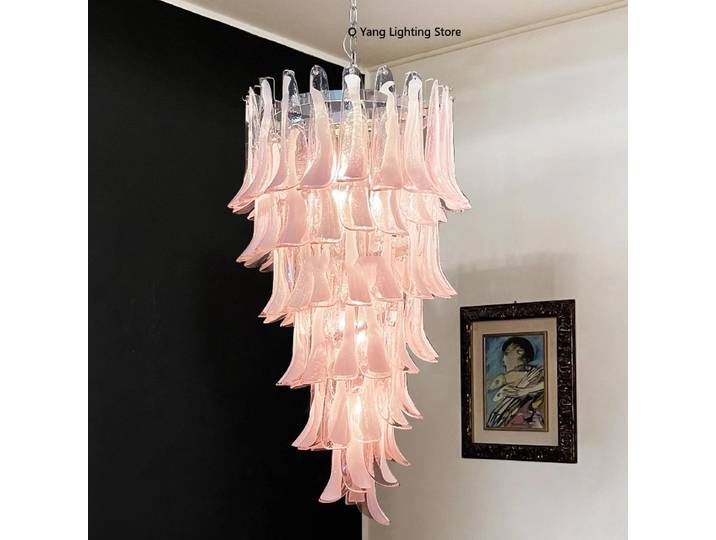 Rose blanc grand plafond suspension appareil ménager haut plafond verre suspension lampe Lustres Foyer éclairage extrêmement cher
