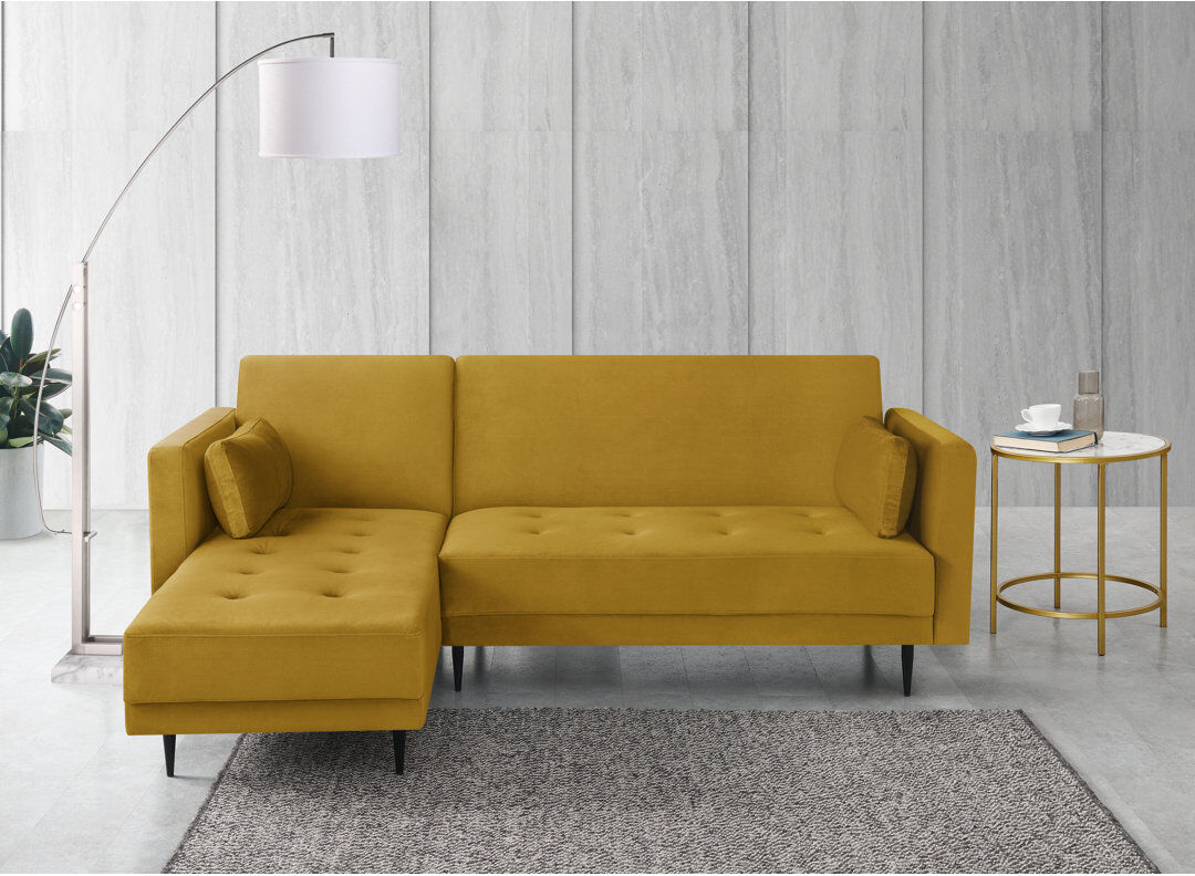 Etta Avenue Brutus Sleeper Corner Sofa Mustard Yellow 83cm H X 219cm W X 152cm D