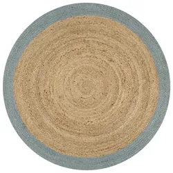 vidaXL Teppich Handgefertigt Jute mit Olivgrünem Rand 90 cm