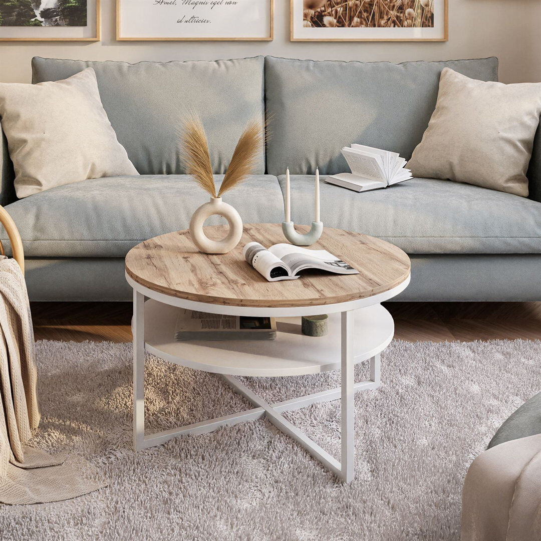 Latitude Run Lottye Frame Coffee Table White/Brown/Grey