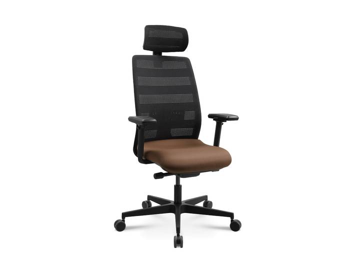 Swivel chair Tradingzone Air with headrest & with 3D armrests Brown, New, Ergonomic chair - ideal for flexible working