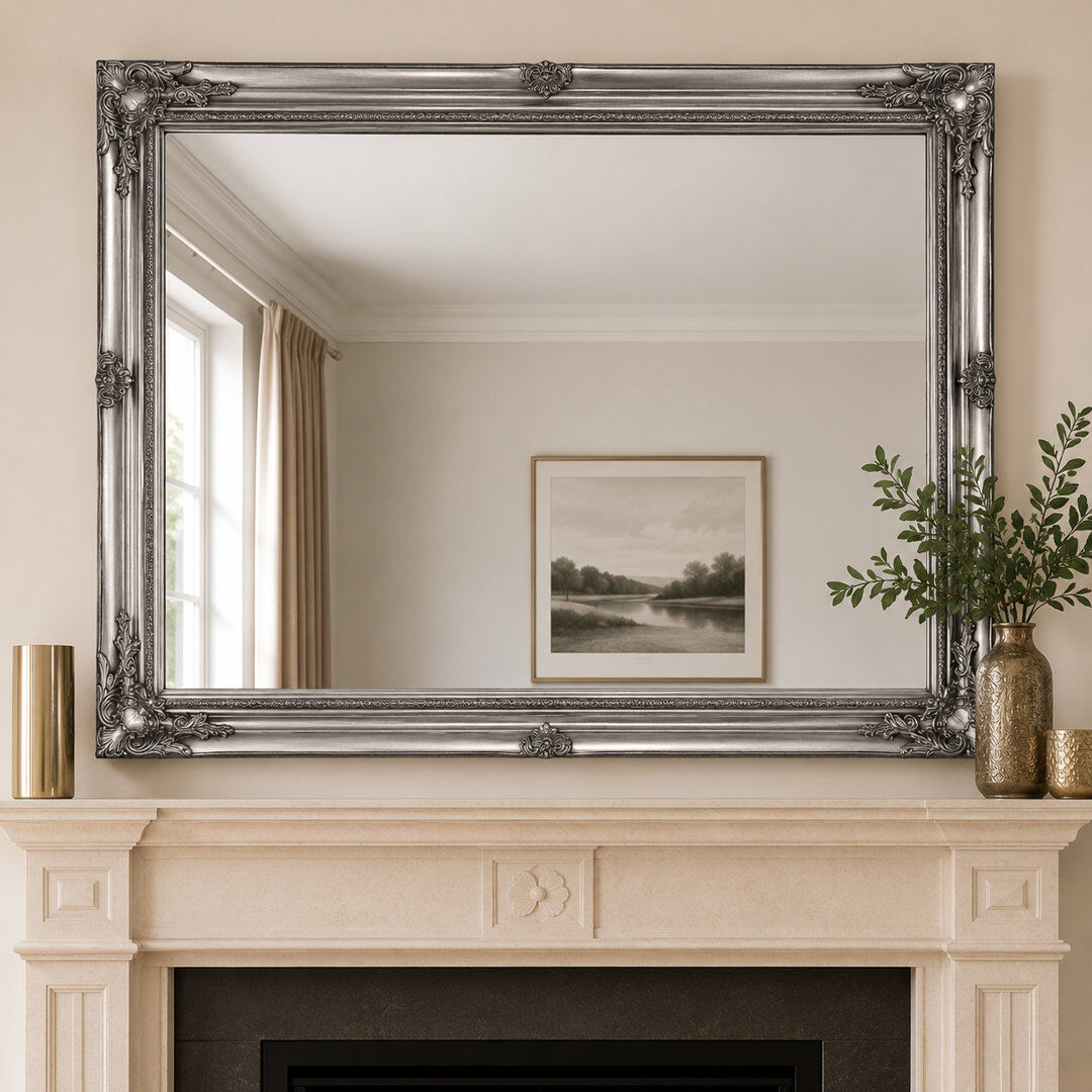 Astoria Grand Blanche Solid Wood Framed Wall Mounted Accent Mirror Silver 75cm H X 6cm D