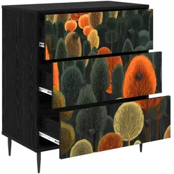 vidaXL, Kommode + Sideboard, Kommode ZAANDAM Waldmuster 66 x 36,5 x 76 cm Holzwerkstoff (36.50 x 66 x 76 cm)