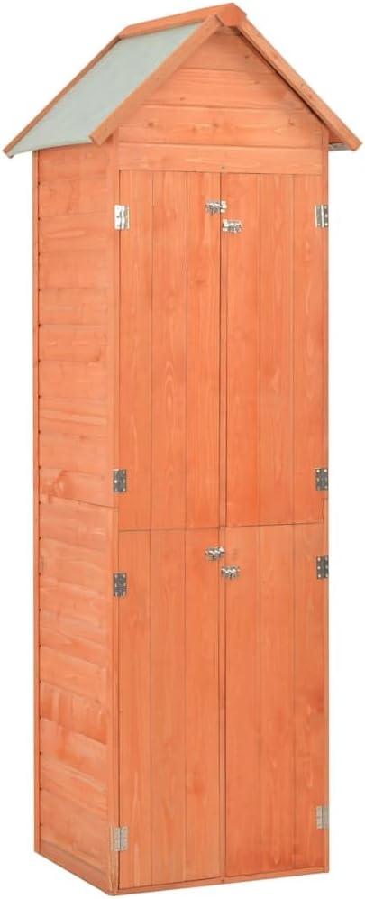 Holz Geräteschuppen 71x60x213 cm mit 4 Türen, 2 Regalen, wasserdichtem Dach für Werkzeug, Rasenmäher, Fahrrad, Schuppen Hütte Gartenhaus Outdoor Ordnung