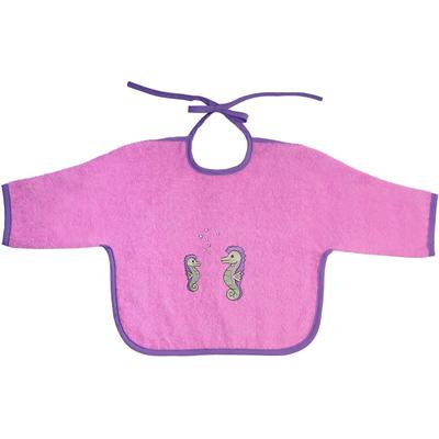 Lätzchen WÖRNER "Seepferdchen Ärmellätzchen", Baby, lila (hellflieder), Baumwolle, Lätzchen, mit Ärmeln, maschinenwaschbar, trocknergeeignet