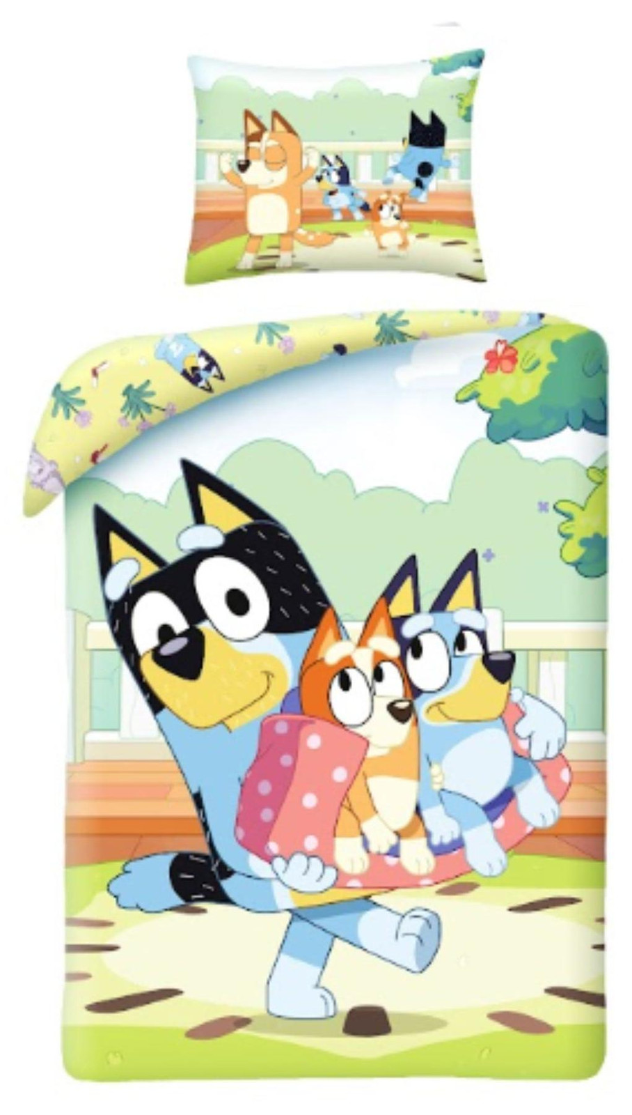Bluey kinderslaapset met dekbedovertrek 140 x 200 cm en kussensloop 60 x 70 cm van microvezel