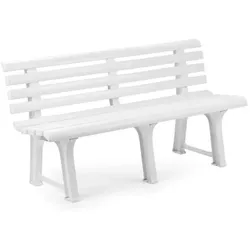 Dmora Gartenbank Pomezia, Monoblock-Gartenbank, Außenbank, 100 % Made in Italy, 145x49h74 cm, Weiß