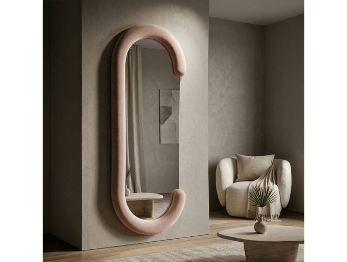 Miroir mural oval 60x160 cm Pamela Velours Rose