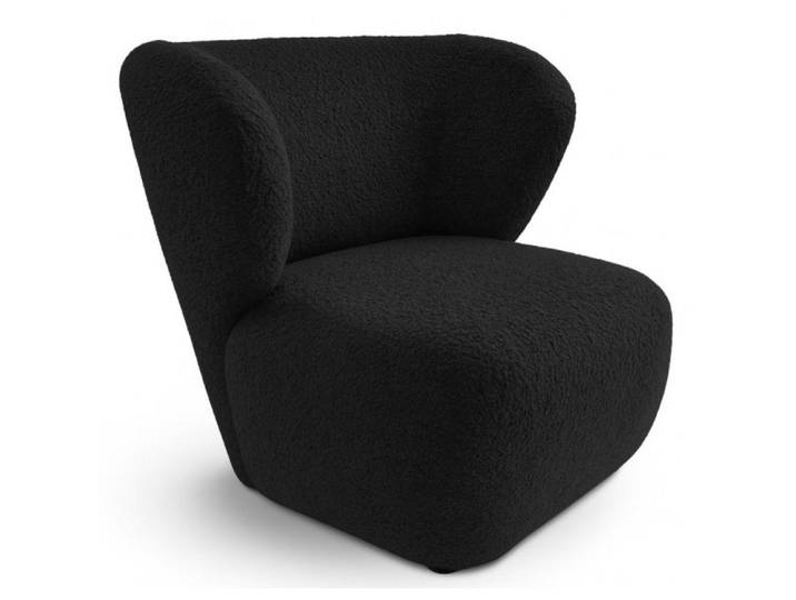 Sepro Meble Sessel Schwarz EVA Breites Rückenlehne Bouclé Stoff, 82x74x74 cm, Wohnzimmer, Sessel, Polstersessel