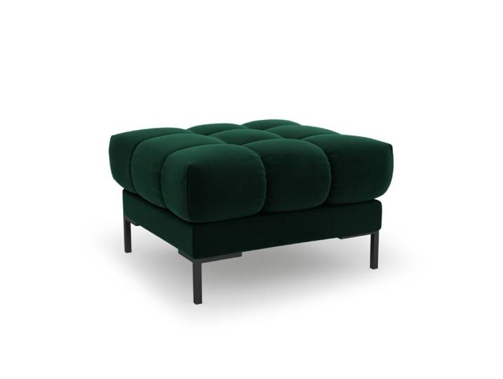 Pouf 1 place en tissu velours vert bouteille