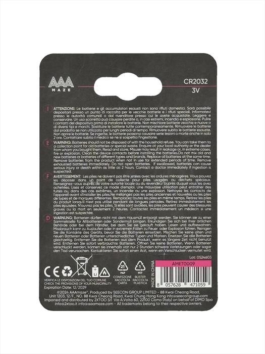 AAAMAZE Pile Buttoncell Lithium Cr2032-acciaio