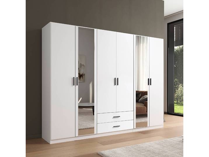 Drehtürenschrank 271cm Weiß/Alpinweiß