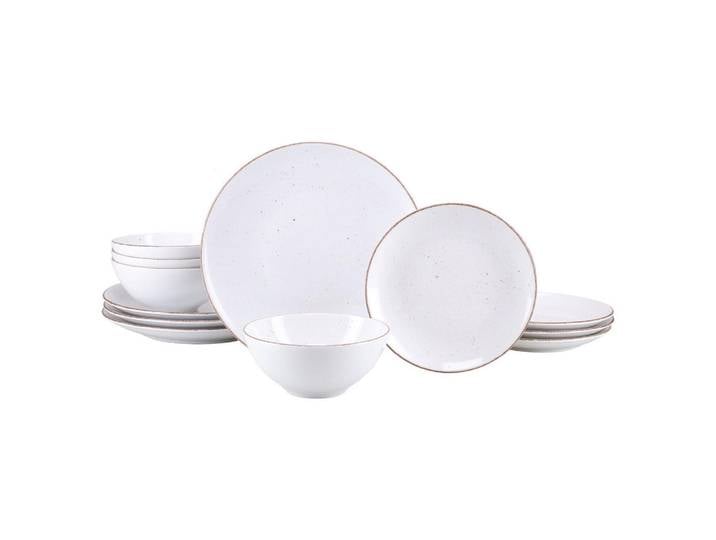 Creatable Tafelservice Vintage Nature Weiss, Weiß, Grauweiß, Keramik, 12-teilig, stapelbar, Geschirr, Geschirrsets, Tafelservice
