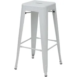 Proregal Barhocker | Sitzhöhe 77cm | Metall Industriedesign stapelbar | Weiß | Barstuhl Tresenhocker