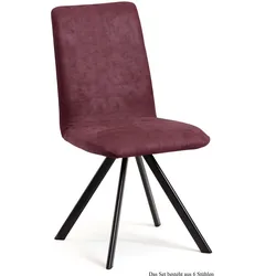 ESSZIMMERSTUHL (6er-Set) Datja 47x92x60 Schwarz/Marsala